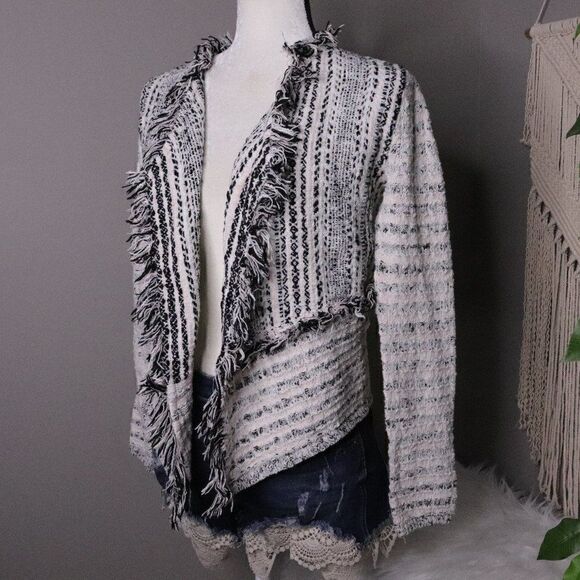 Inc International Concepts | Fringed Textured Open Front Cardigan Jacket Small - Picture 1 of 7